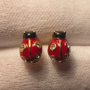 Swarovski Red and Black Ladybug Earrings